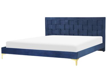 Bed Fluweel LIMOUX 180 x 200 cm Marineblauw