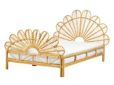 Bed Rotan FLORENTINE 140 x 200 cm Lichtbruin