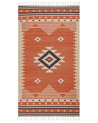 Rug GAVAR Orange 80 x 150 cm Cotton Kilim