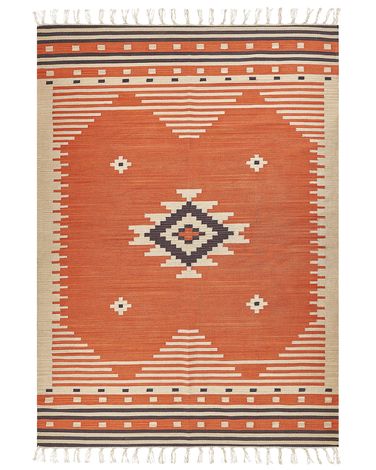 Rug GAVAR Orange 200 x 300 cm Cotton Kilim