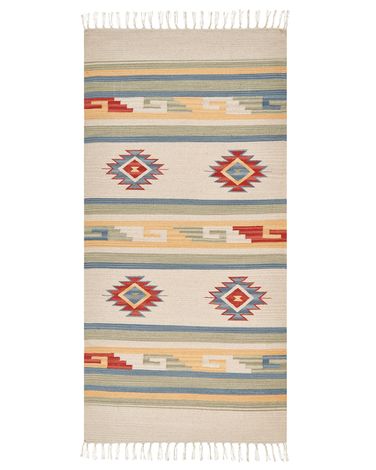 Rug APARAN Beige 80 x 150 cm Cotton Kilim