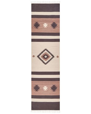 Rug ARAGATS Beige 80 x 300 cm Cotton Kilim