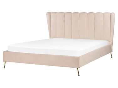 Bed Fluweel MIRIBEL 160 x 200 cm Beige