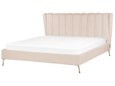 Bed Fluweel MIRIBEL 180 x 200 cm Beige