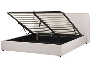 Bed met opbergruimte Fluweel LAVAUR 180 x 200 cm Gebroken wit