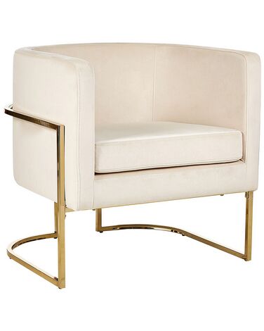 Fauteuil SIRKKA Fluweel Lichtbeige