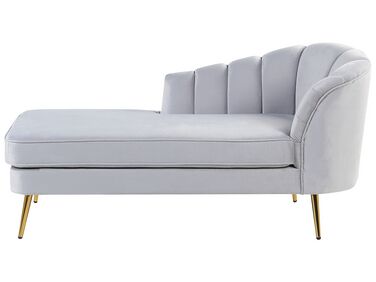 Chaise longue côté droit ALLIER Velours Gris clair