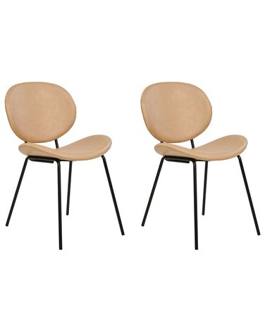 Set van 2 eetkamerstoelen LUANA Kunstleer Zandbeige
