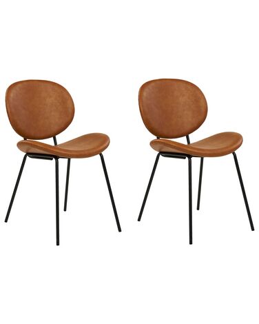 Set van 2 eetkamerstoelen LUANA Kunstleer Goudbruin