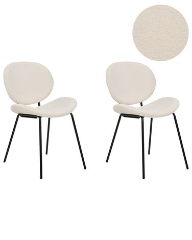 Set van 2 eetkamerstoelen LUANA Bouclé Wit