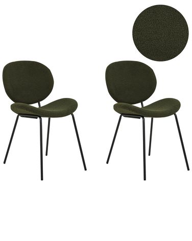 Set van 2 eetkamerstoelen LUANA Bouclé Donkergroen