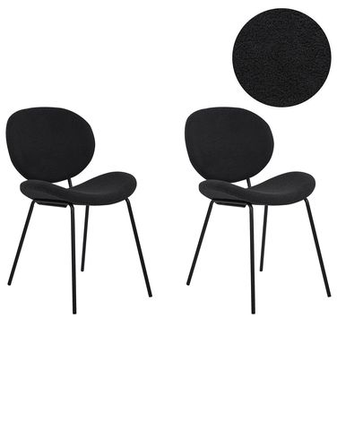 Set van 2 eetkamerstoelen LUANA Bouclé Zwart