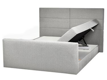 Boxspring met opbergruimte Stof ARISTOCRAT 160 x 200 cm Lichtgrijs