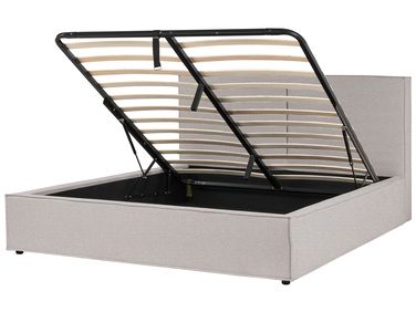 Bed met opbergruimte Stof MOISSAC 180 x 200 cm Lichtgrijs