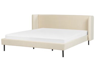 Bed Fluweel ARETTE 180 x 200 cm Lichtbeige