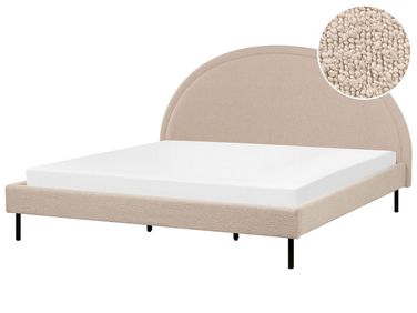 Bed Bouclé MARGUT 180 x 200 cm Beige