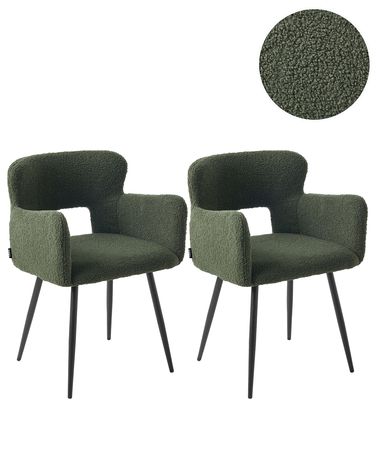 Set van 2 eetkamerstoelen SANILAC Bouclé Donkergroen