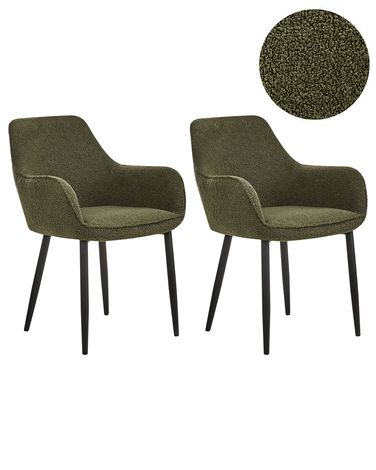 Set van 2 eetkamerstoelen ALDEN Bouclé Donkergroen