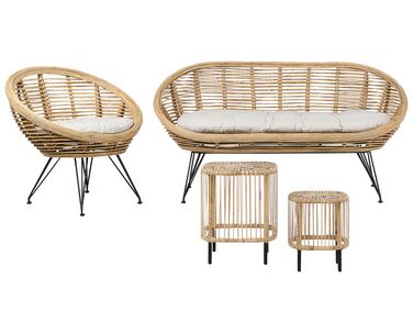 Ensemble de salon de jardin avec table 3 places MARATEA/CESENATICO Rotin Naturel