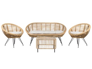 Garden Lounge Set with Table 4 Seater MARATEA/CESENATICO Rattan Natural