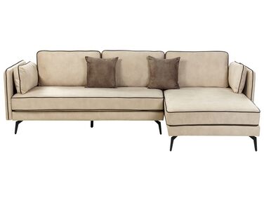 Canapé d'angle 3 places ALTAN Velours Beige Côté gauche