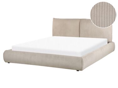 Bed Corduroy VINAY 160 x 200 cm (EU King Size) Taupe