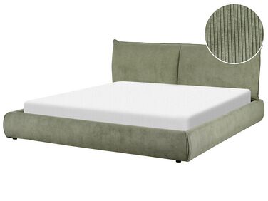 Bed Corduroy VINAY 180 x 200 cm (EU Super King) Olive Green