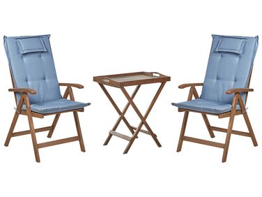 Ensemble bistrot avec coussins Pliant AMANTEA Acacia Bleu