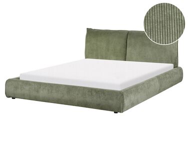 Waterbed Corduroy VINAY 160 x 200 cm (EU King Size) Olive Green