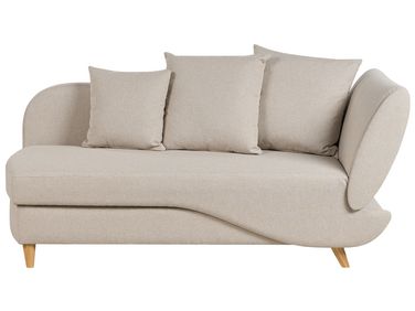 Chaise longue côté droit MERI Lin synthétique Beige avec rangement