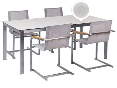 Garden Dining Set 4 Seater COSOLETO Tempered Glass White
