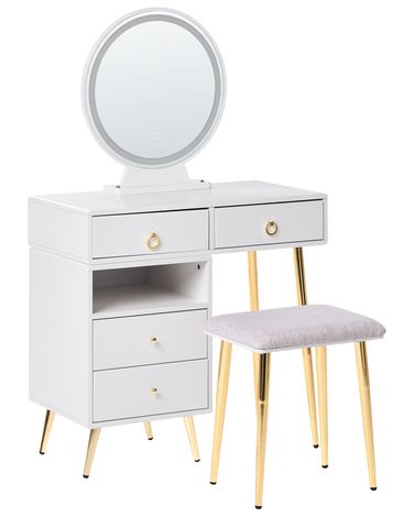 Dressing Table with Mirror and Stool YVES LED White