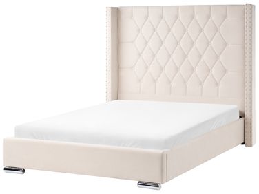 Bed Fluweel LUBBON 140 x 200 cm Gebroken wit