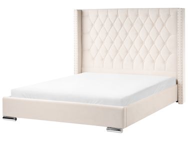 Bed Fluweel LUBBON 160 x 200 cm Gebroken wit