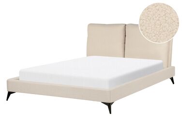 Bed Bouclé MELLE 140 x 200 cm Beige