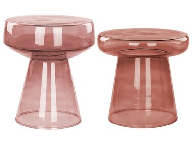 Set van 2 bijzettafels LAGUNA/CALDERA Glas Rood