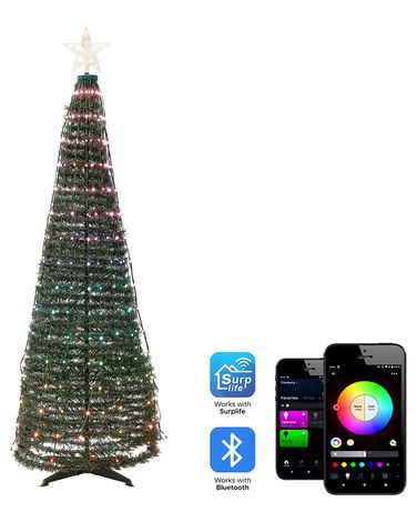 Floor Christmas Decoration Smart LED with App SAARLOQ Christmas Tree 160 cm Green