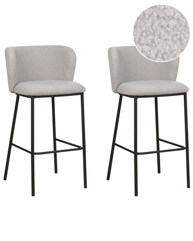 Set van 2 barstoelen MINA Bouclé Lichtgrijs