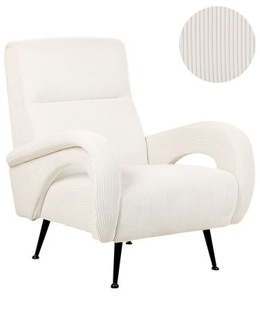 Fauteuil SVALOV Velours côtelé Blanc cassé