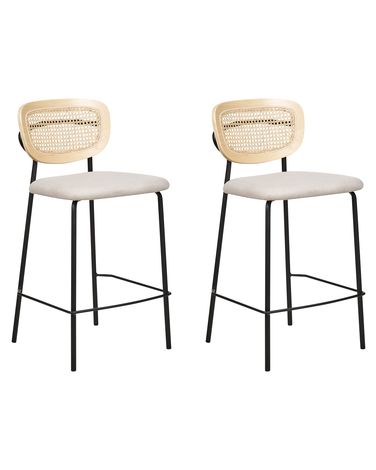 Set van 2 barstoelen MAYETTA Rotan Lichtbeige