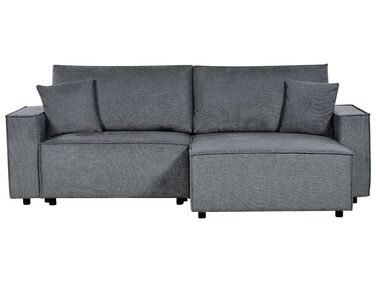 Canapé-lit d'angle 3 places KARILA Tissu Gris foncé avec rangement Côté gauche