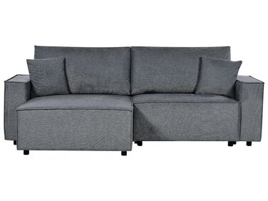 Canapé-lit d'angle 3 places KARILA Tissu Gris foncé avec rangement Côté droit