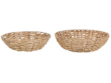 Set van 2 decoratieve schalen DALAT Wicker Natuurlijk