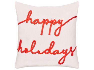 Coussin EXACUM Velours 45 x 45 cm Blanc Motif de Noël