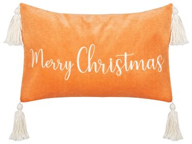 Coussin LITHOPS Velours 30 x 50 cm Orange Motif de Noël