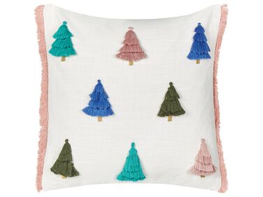 Throw Cushion SKIMMIA Cotton 45 x 45 cm White Christmas Motif