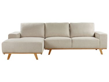 Canapé d'angle 3 places NORA Tissu Beige Côté droit