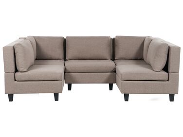 Modular U-Shape Sofa 5 Seater UNSTAD Fabric Brown