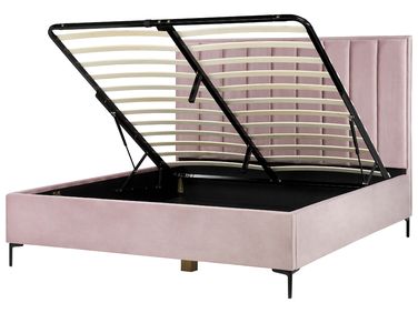 Bed met opbergruimte Fluweel SEZANNE 180 x 200 cm Roze