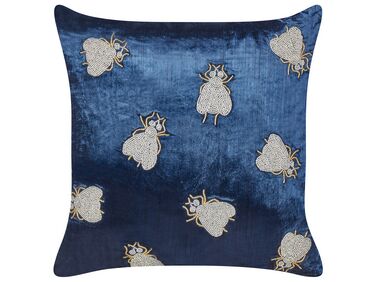 Coussin PENTAS Velours 45 x 45 cm Bleu marine Motif animal